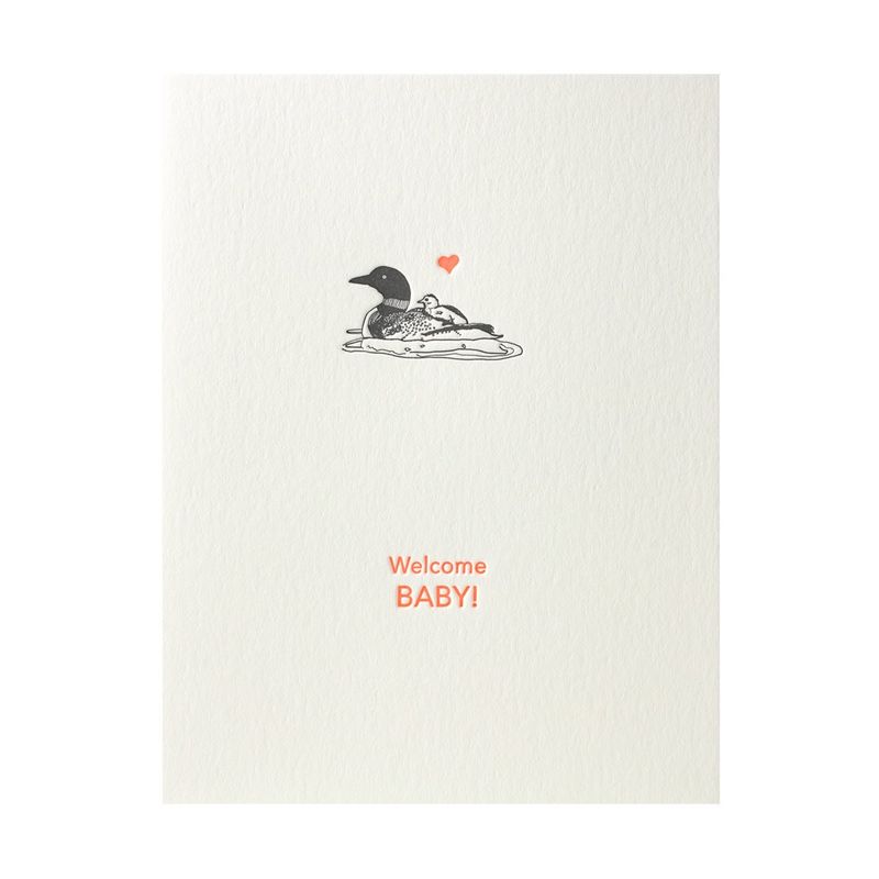 Welcome Baby Loons Letterpress Card