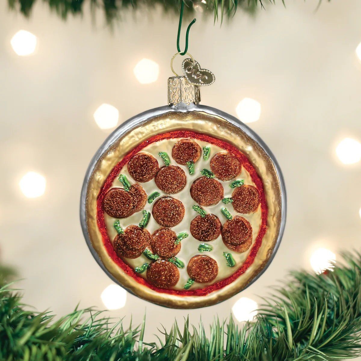 Pizza Pie Glass Ornament