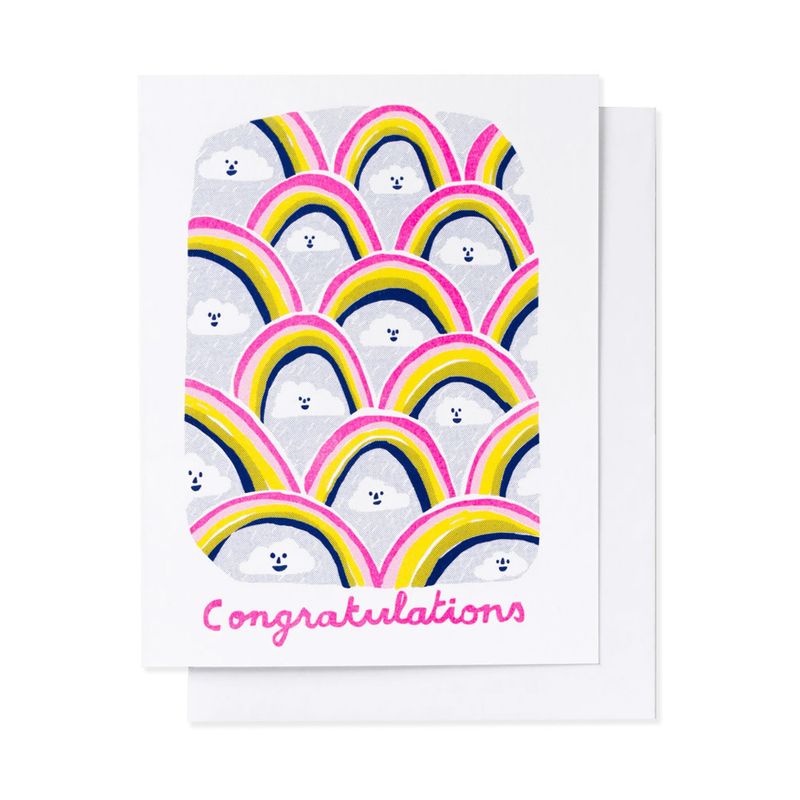 Congratulations Clouds Risograph Card