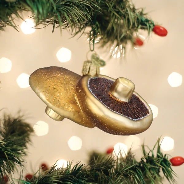 Portobello Mushrooms Glass Ornament