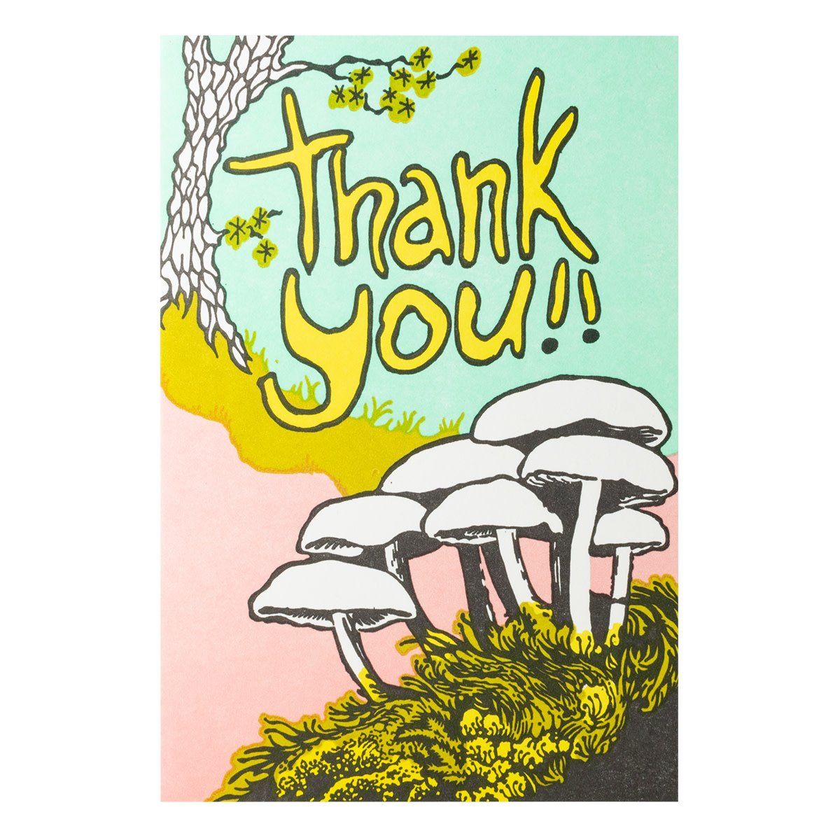 Mushrooms And Moss Thank You Letterpress Card