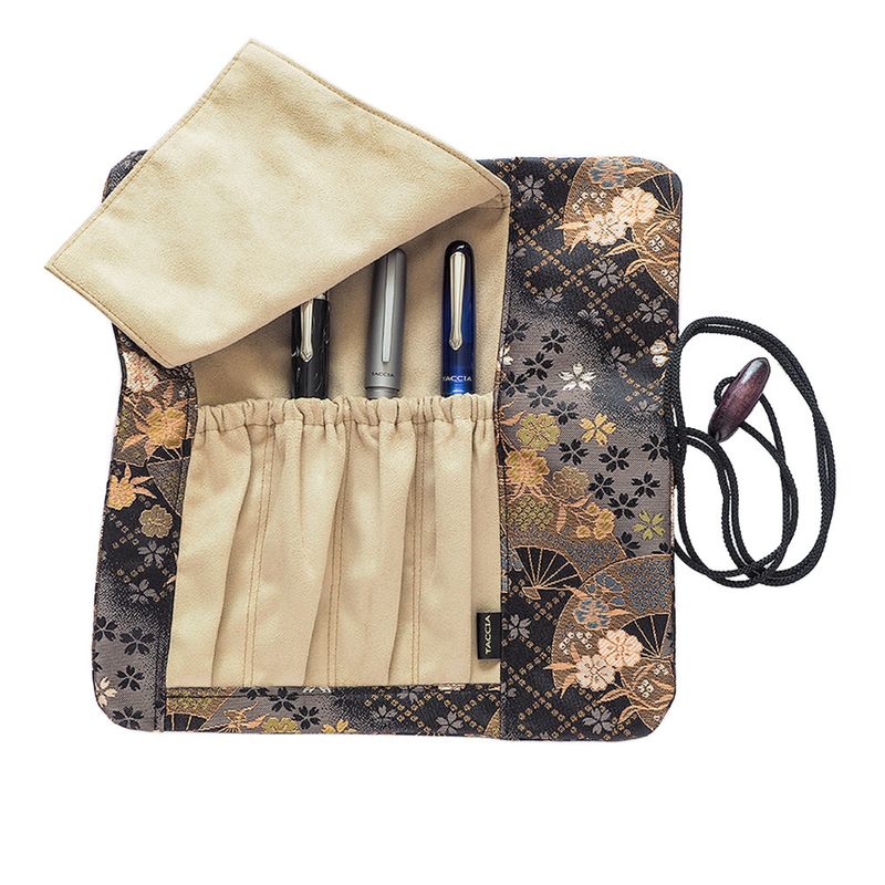 Kimono Pen Roll 4-Slot - Sakura Night
