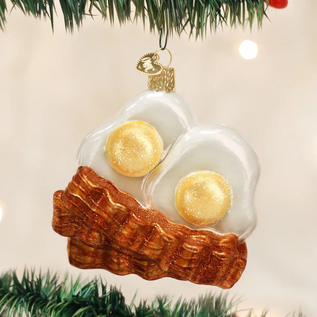 Bacon and Eggs Glass Ornament