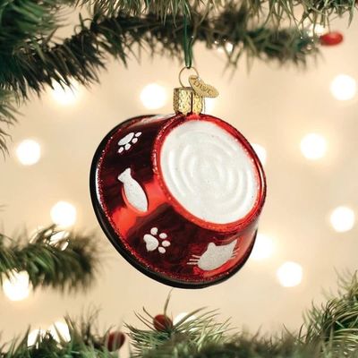 Kitty Bowl Glass Ornament