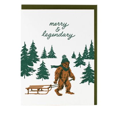 Merry Sasquatch Letterpress Card