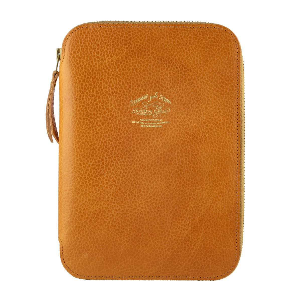 A5 Toscana Camel Leather Zip Organizer