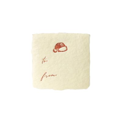 Petite Santa Hat Cream Handmade Paper Letterpress Tag