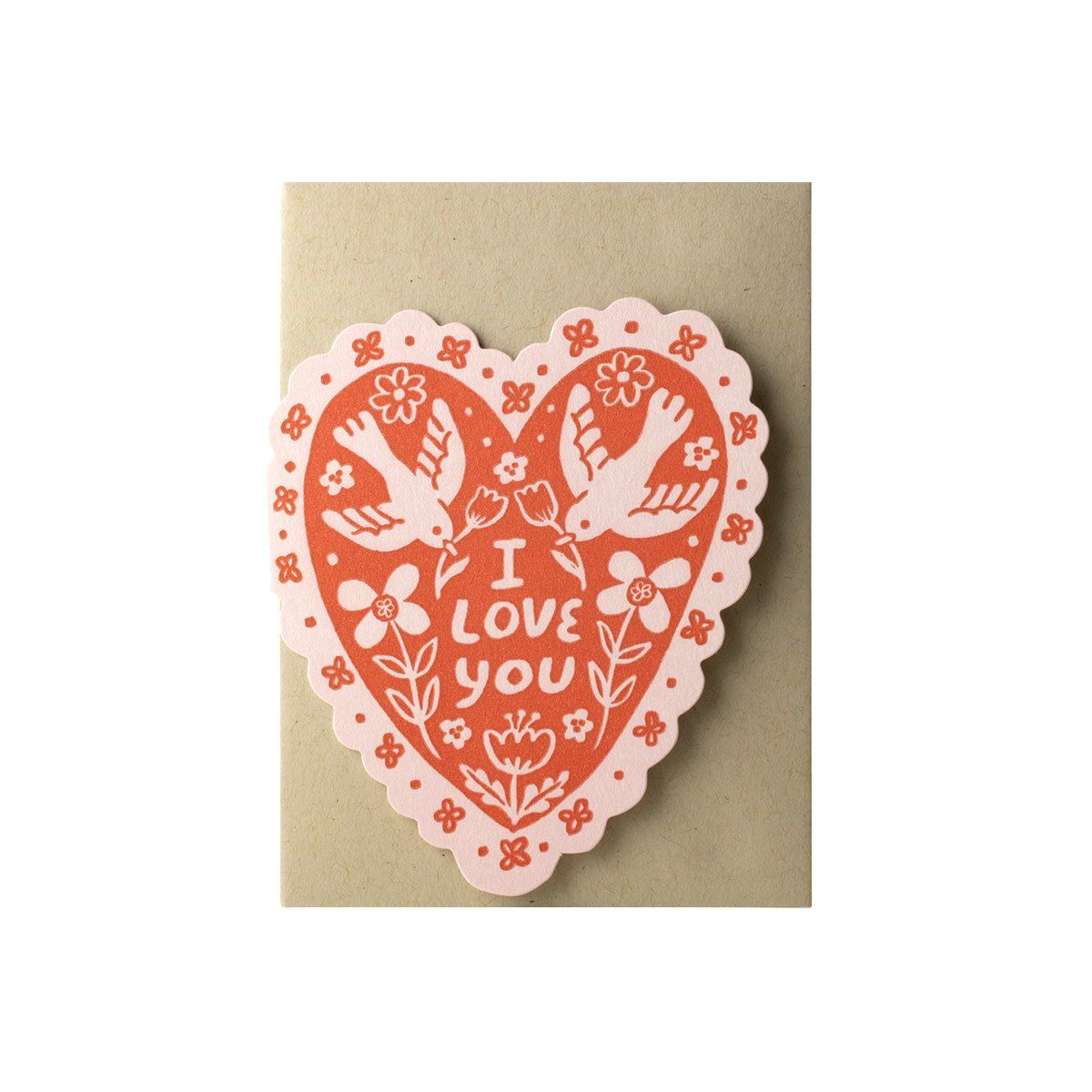 Love Birds Heart Letterpress Card