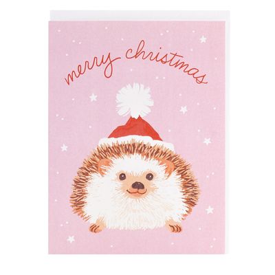Hedgehog in Santa Hat Card