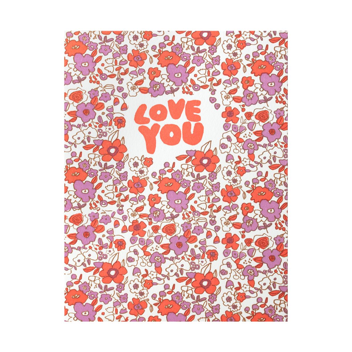 Love You Calico Letterpress Card