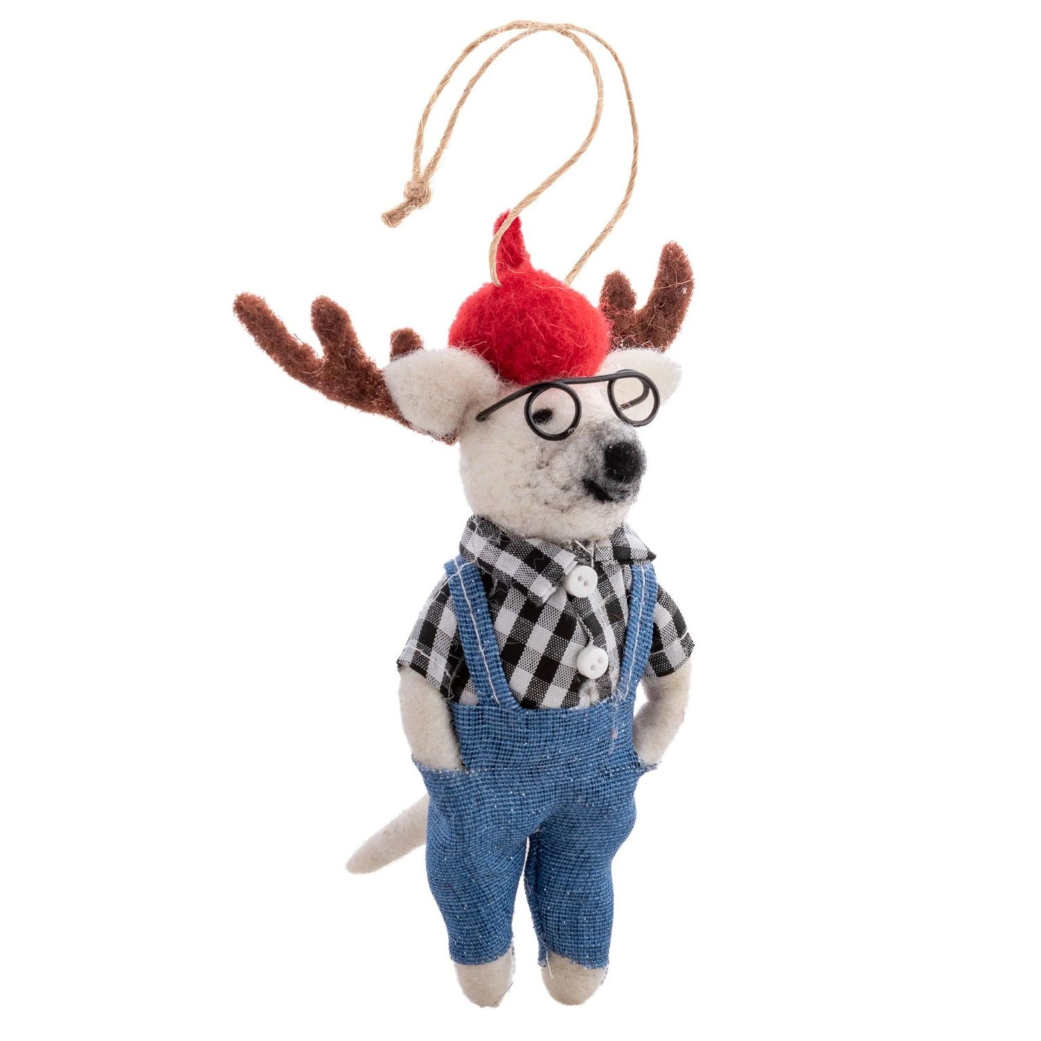 Felt Ornament Woodland Hipster-Overalls