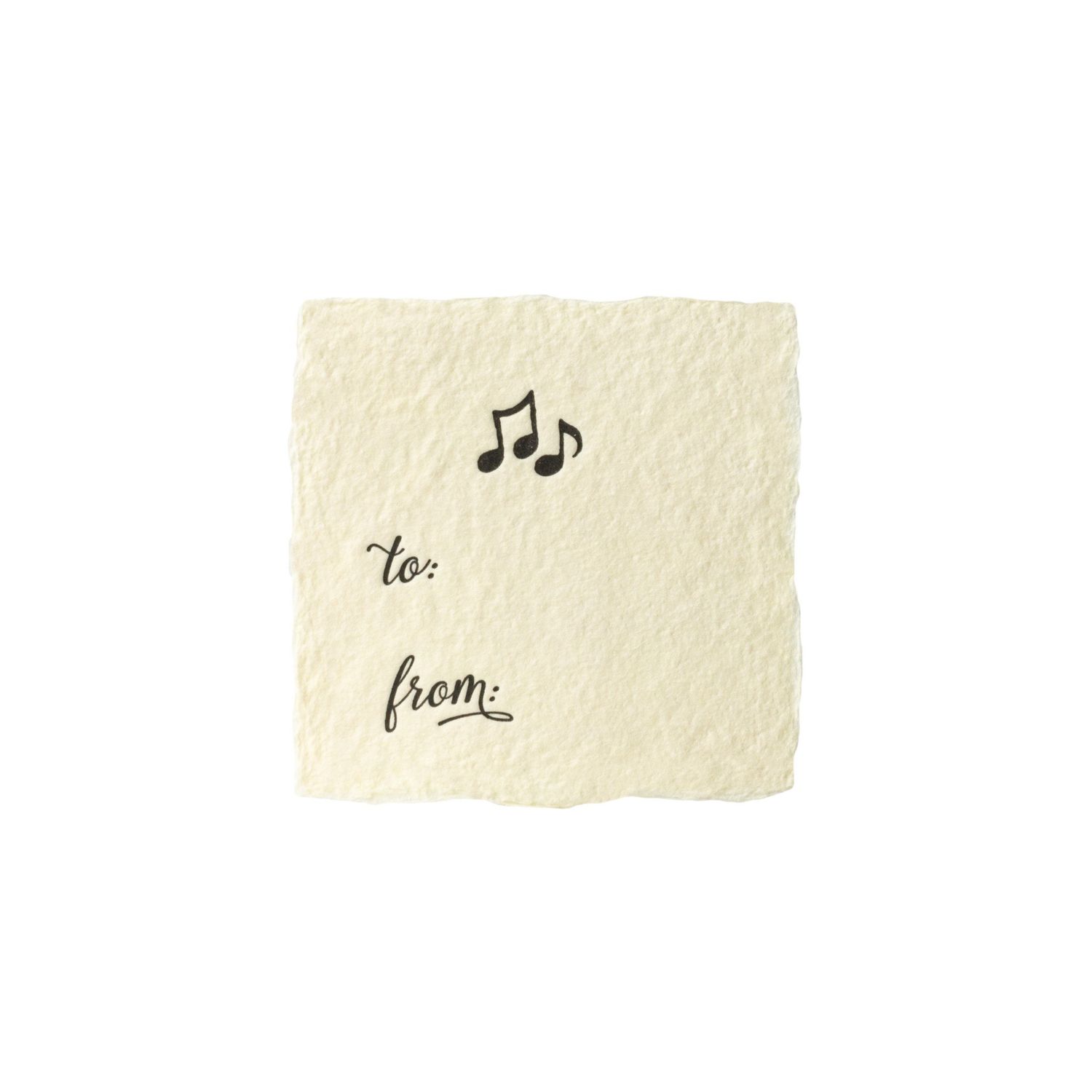 Petite Music Cream Handmade Paper Letterpress Tag