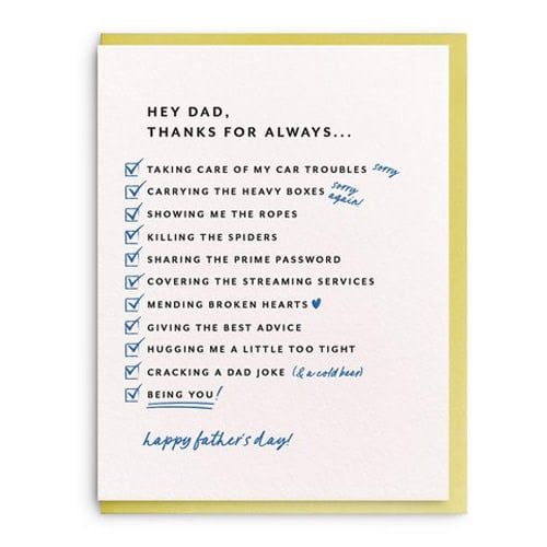 Dad List Letterpress Card