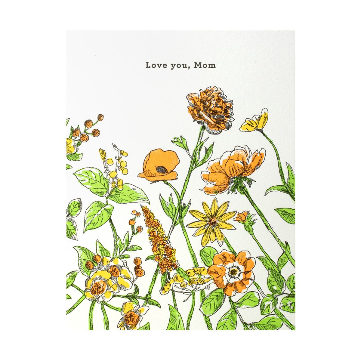 Love You Mom Floral Letterpress Card