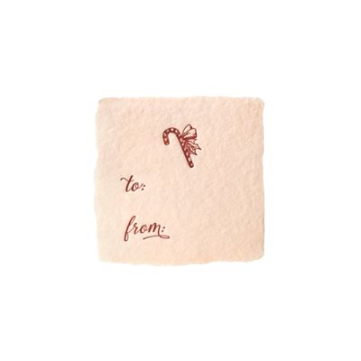 Petite Candy Cane Blush Handmade Paper Letterpress Tag