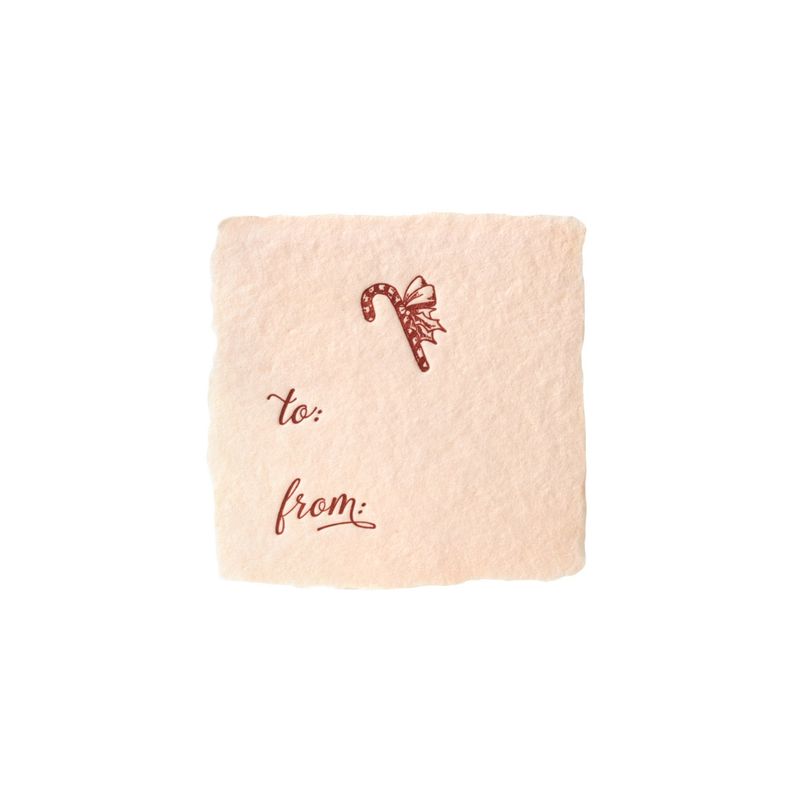Petite Candy Cane Blush Handmade Paper Letterpress Tag