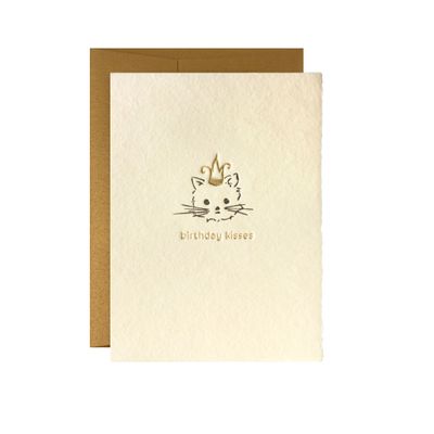 Birthday Kisses Adorable Animal Handmade Paper Letterpress Card