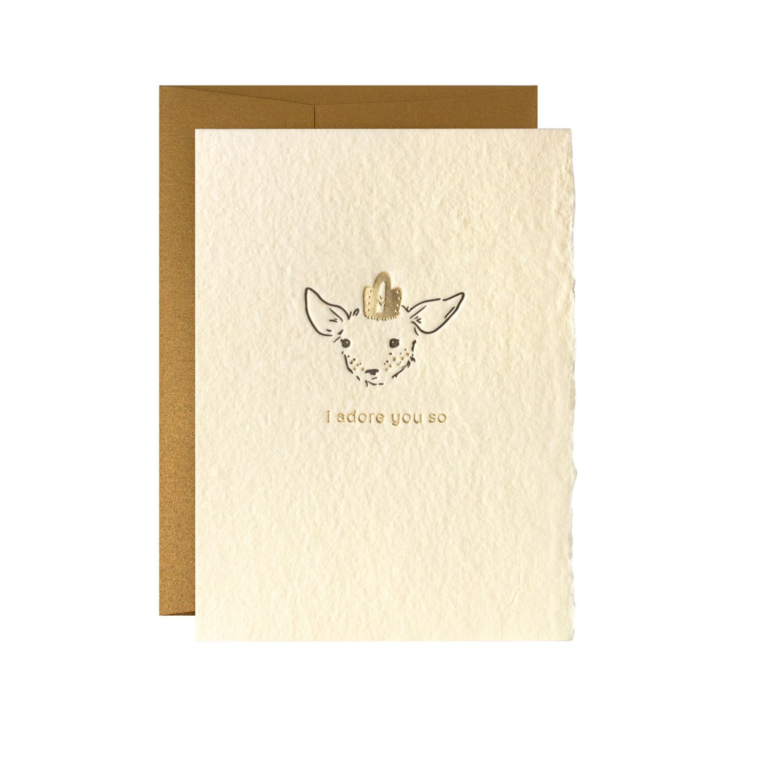 I Adore You So Adorable Animal Handmade Paper Letterpress Card