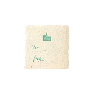 Petite Cake Wildflower Seed Handmade Paper Letterpress Tag
