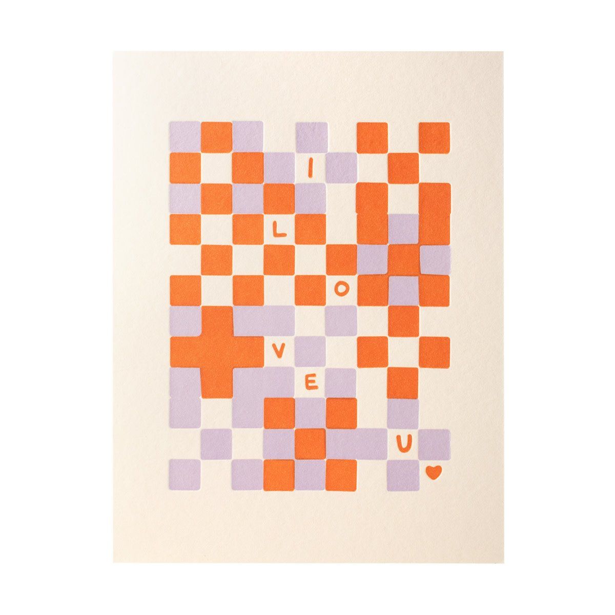 Checkers Love Letterpress Card