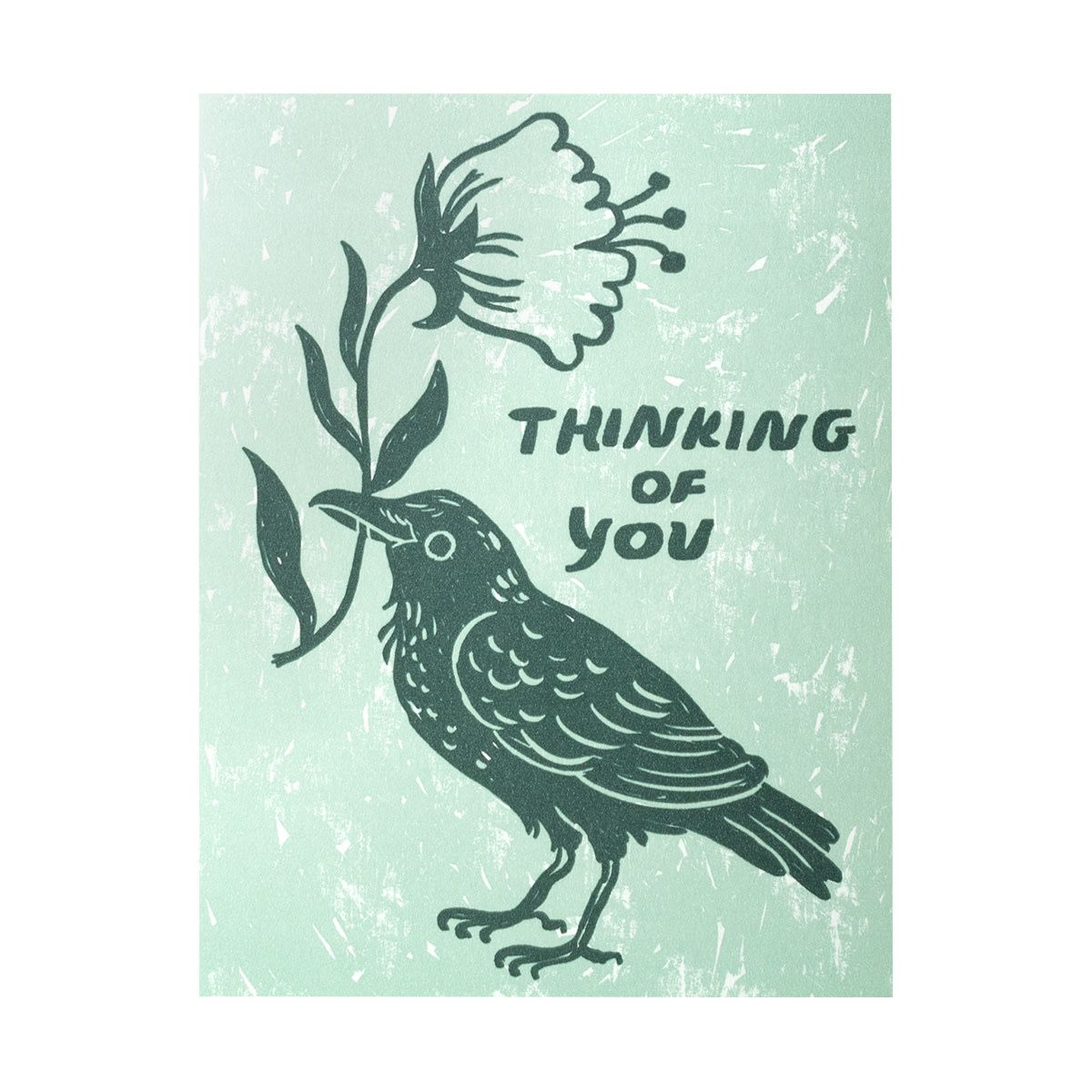 Thinking of You Crow Letterpress Card