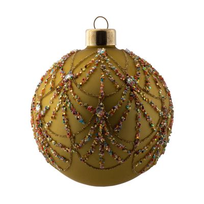 Deco Glitter Glass Ball Ornament Gold