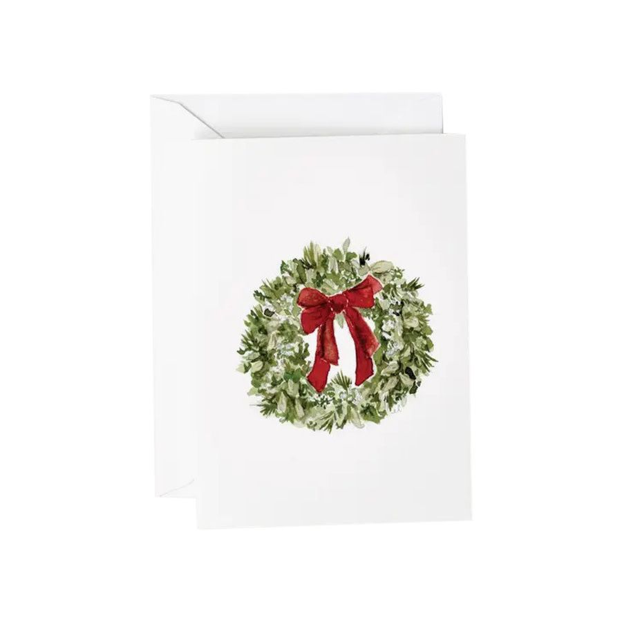Red Bow Wreath Mini Notecard