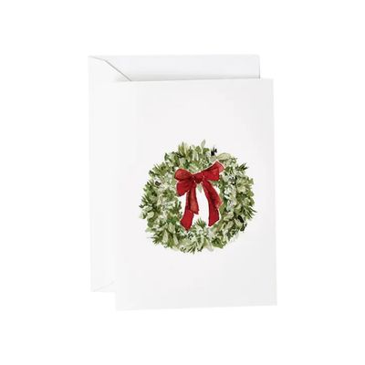 Red Bow Wreath Mini Notecard