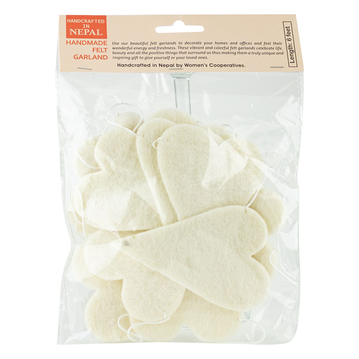 Felt Garlands Hearts Cream