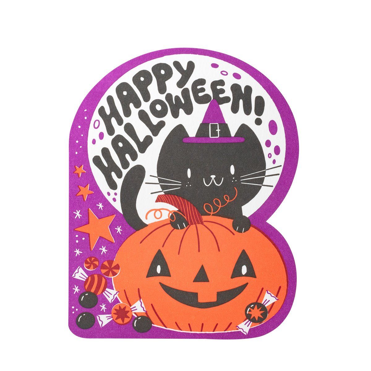 Halloween Kitty Letterpress Card