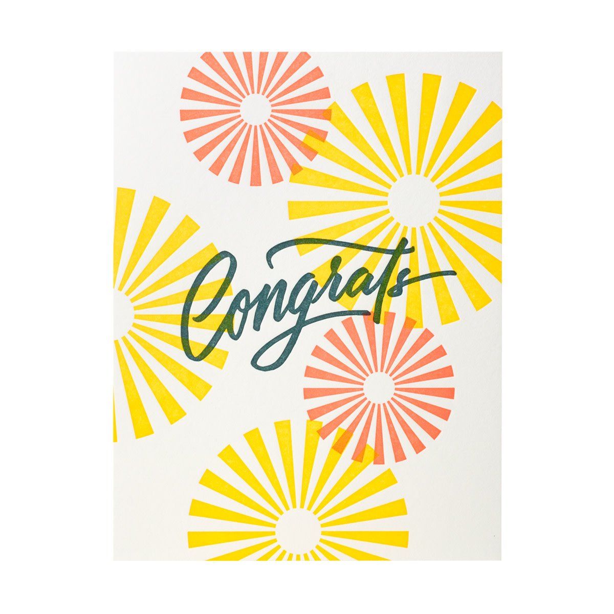 Congrats Starburst Calligraphy Letterpress Card