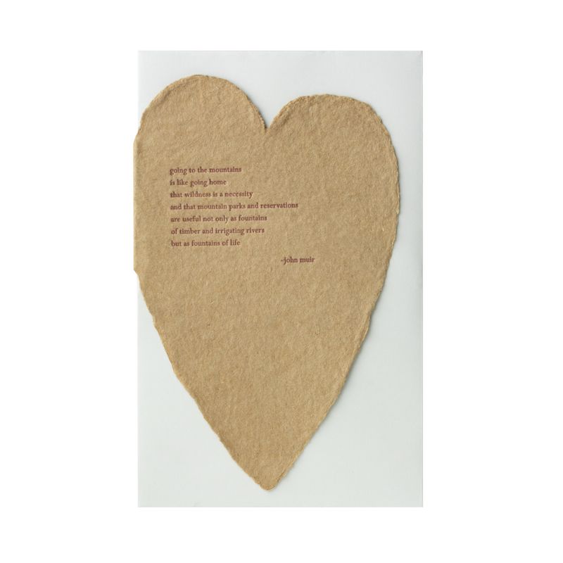 John Muir Poem Letterpress Kraft Heart