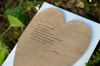 John Muir Poem Letterpress Heart Card