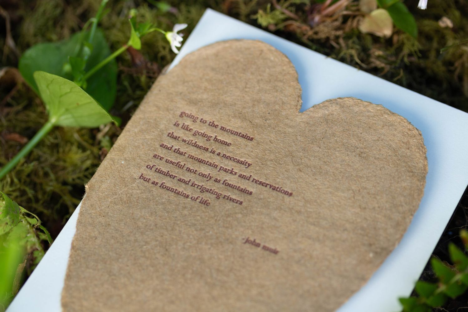 John Muir Poem Letterpress Heart Card