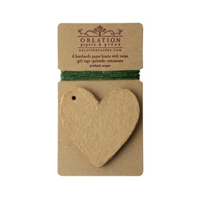 Kraft Handmade Paper Gift Tags - Heart - Pack of 6