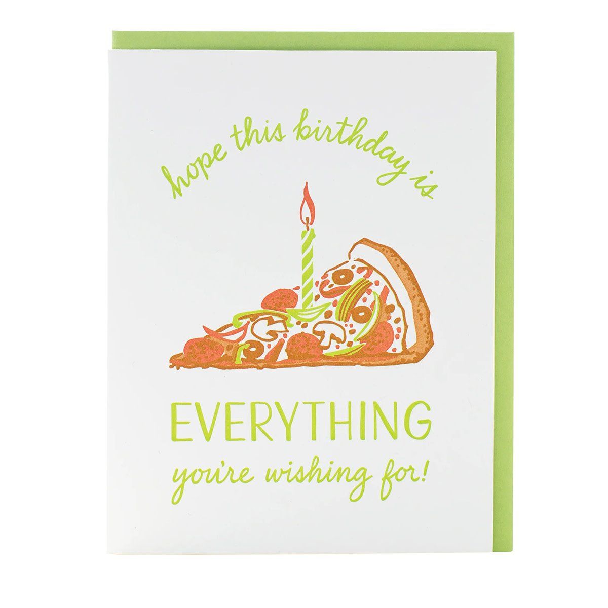 Everything Pizza Birthday Letterpress Card