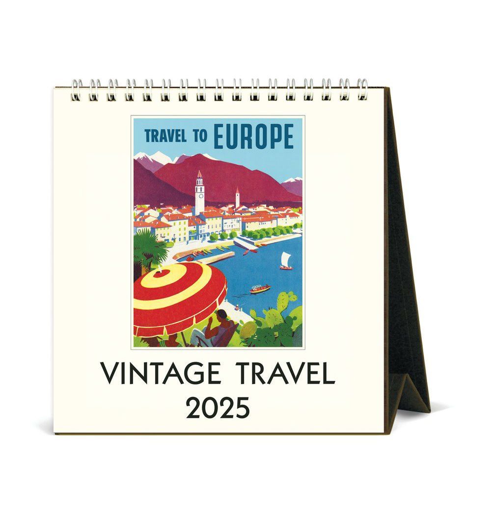 Vintage Travel Desk Calendar 2025