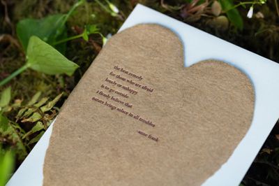 Anne Frank Poem Letterpress Heart Card