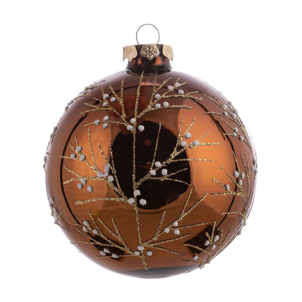 Glitter Branch Ornament Chestnut