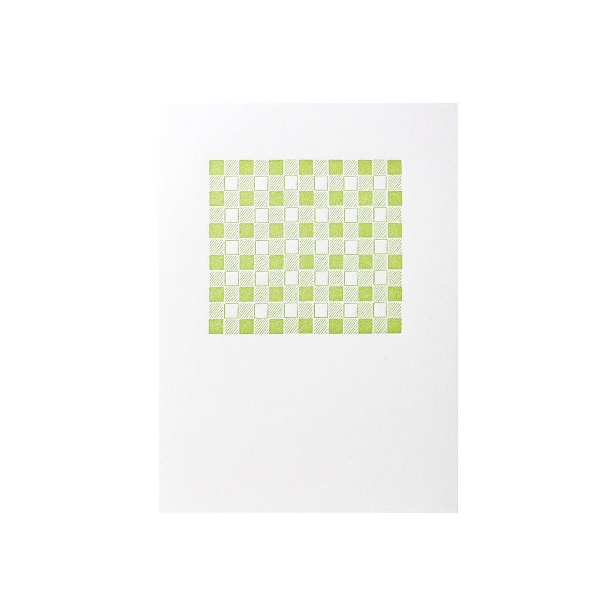 Green Gingham Letterpress Card