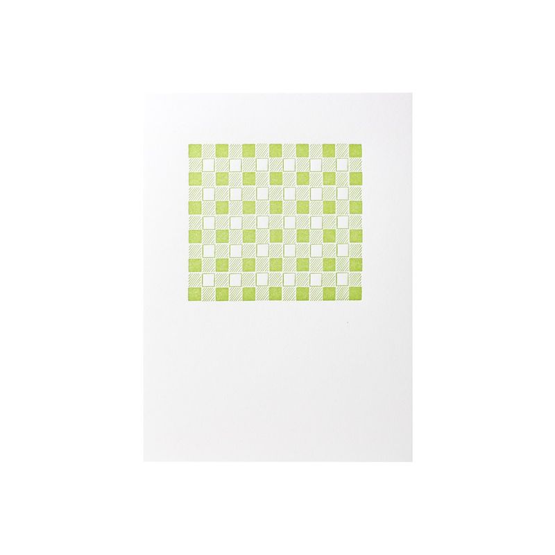Green Gingham Letterpress Card