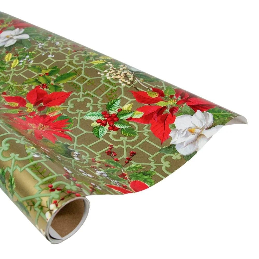 Christmas Garden Gold Roll Wrap