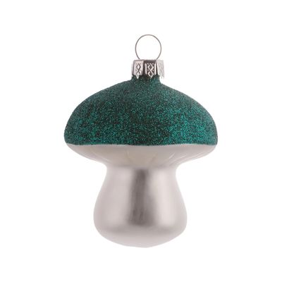 Mushroom Glitter Top Ornament Teal