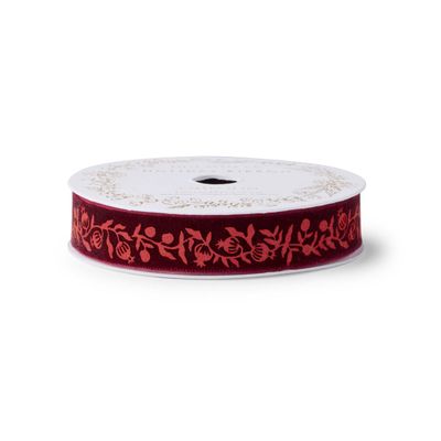 Christmastide Pomegranate Velvet Ribbon