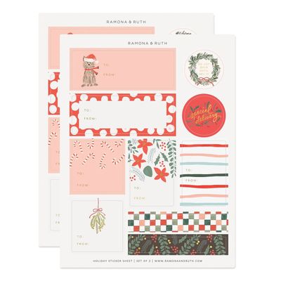 Holiday Gift Tag Sticker Sheet Set