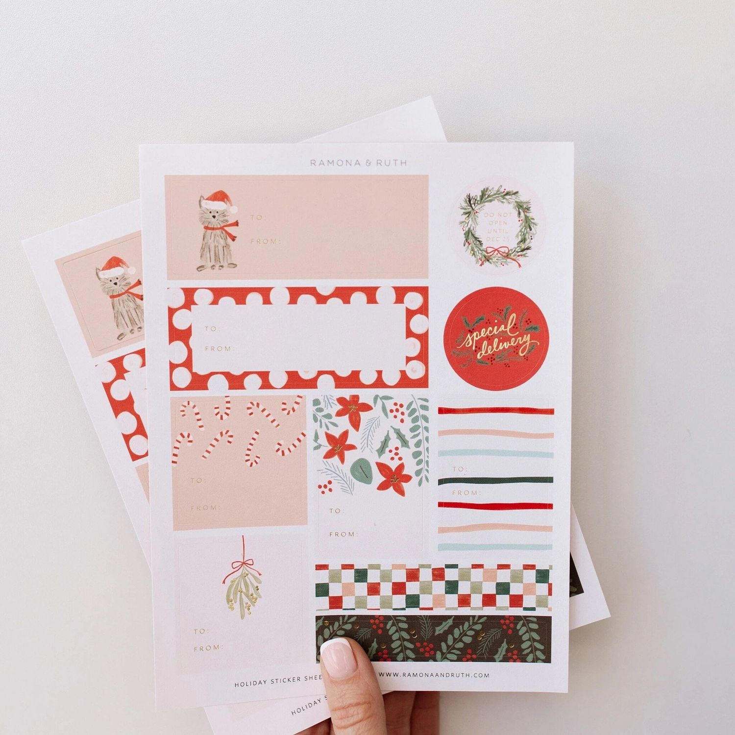 Holiday Gift Tag Sticker Sheets Set