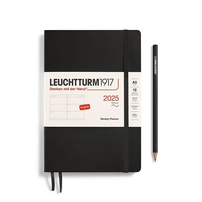 2025 A5 Softcover Weekly Planner Black