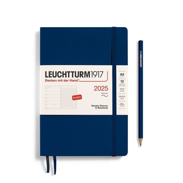 2025 A5 Softcover Weekly Planner &amp; Notebook Navy