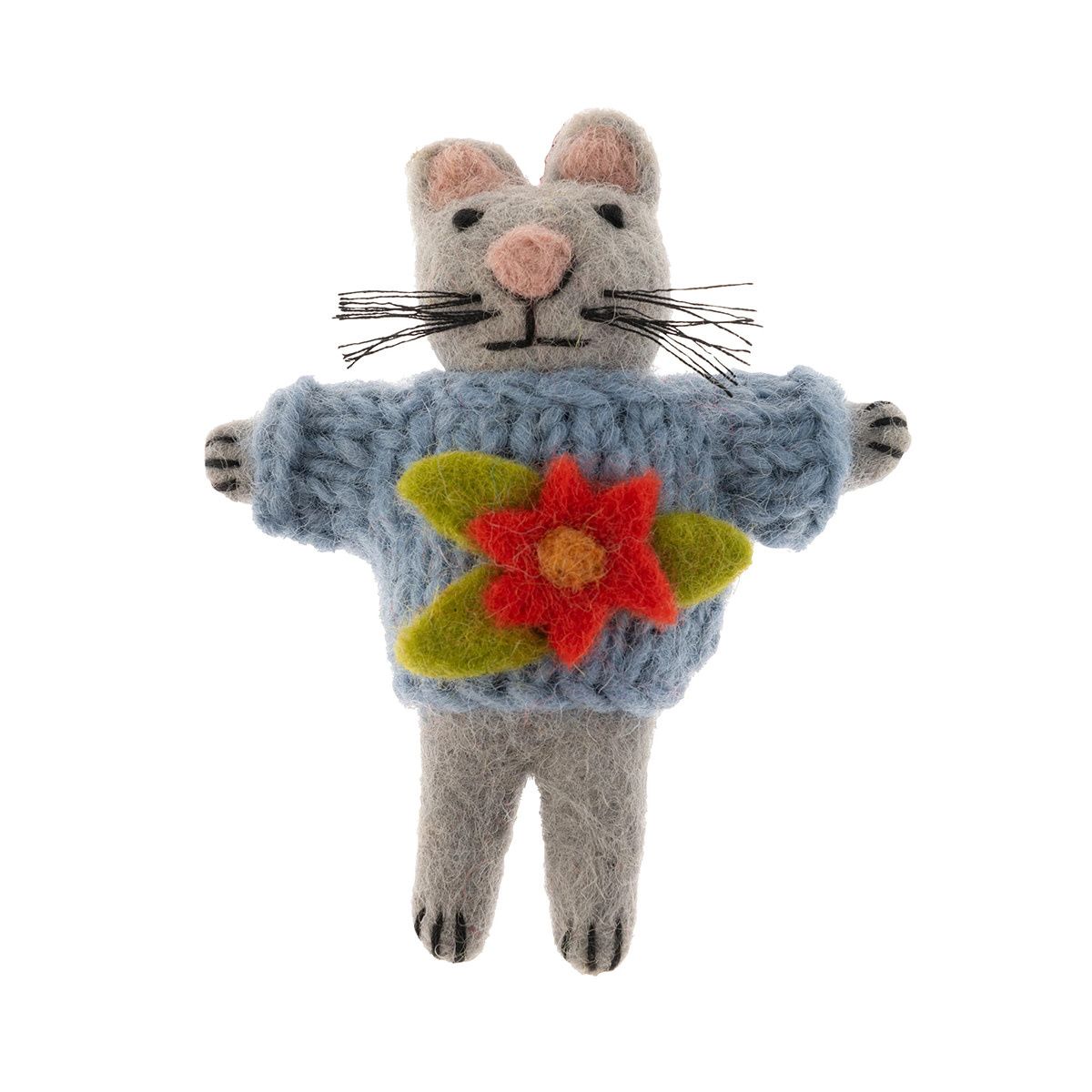 Holiday Sweater Cat Gray