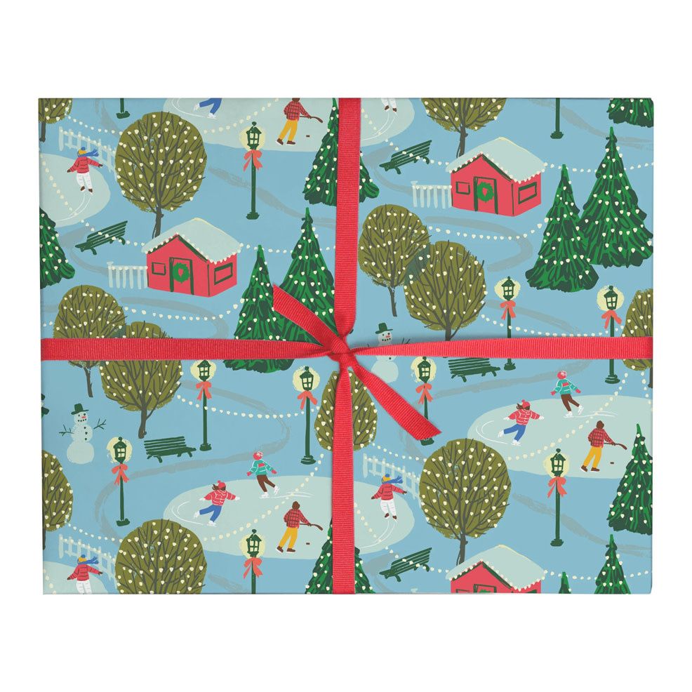 Ice Skating Gift Wrap Roll - 3 sheets